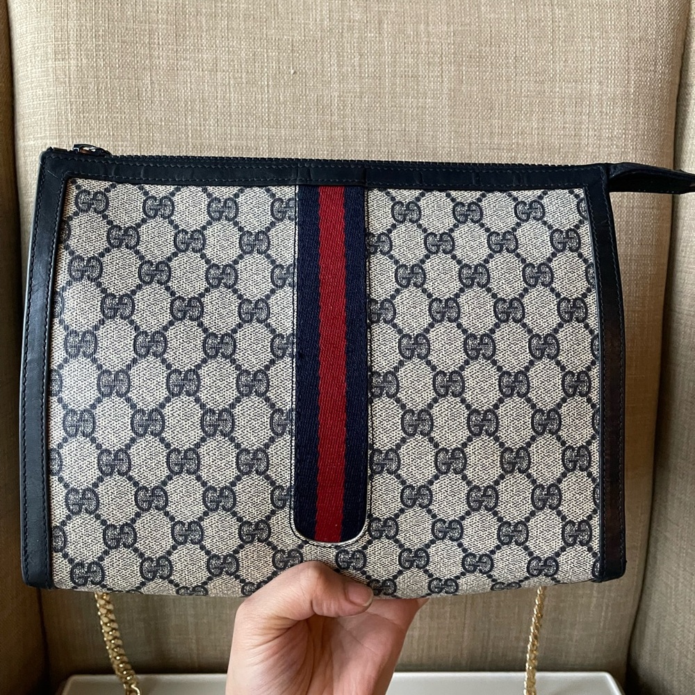 Authentic Gucci vintage web sherry line clutch bag 001.104.0915 (D7090) - Picture 3 of 15